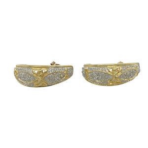 Blend symbolic design with subtle sparkle in these pre-owned 9ct yellow and white gold diamond set Celtic knot half hoop earrings—perfect for timeless style with a meaningful twist.

Design: Each earring features an elegant half hoop form with intricate Celtic knot detailing and a diamond accent, combining tradition and refined sparkle.
Material: Made from 9-carat yellow and white gold, the contrasting tones highlight the interwoven design and enhance the brilliance of the diamonds.
