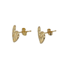 Load image into Gallery viewer, 9ct Gold Open Patterned Heart Stud Earrings
