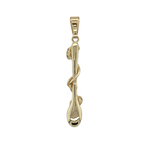Celebrate love, growth, and heritage with this pre-owned 9ct yellow gold heart Vine of Life lovespoon pendant—perfect for meaningful expression in an elegant form.

Design: The pendant features a delicate heart-shaped lovespoon adorned with a flowing Vine of Life motif, symbolising connection, vitality, and enduring affection.
Material: Made from 9-carat yellow gold, the polished finish highlights the intricate openwork design and adds a warm, timeless glow.
