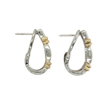 Load image into Gallery viewer, 9ct White Gold &amp; Diamond Set Curved Half Hoop Bar Stud Earrings
