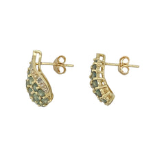 Load image into Gallery viewer, 9ct Gold Diamond &amp; Green Stone Set Stud Earrings
