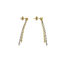 Load image into Gallery viewer, Add two-tone elegance and fluid movement to your collection with these pre-owned 9ct yellow and white gold dangle drop stud earrings—perfect for subtle sophistication with a modern twist.

Design: Each earring features a sleek dangle drop design combining yellow and white gold elements for a graceful contrast and contemporary look.
Material: Made from 9-carat yellow and white gold, the polished finishes enhance the interplay of tones with a refined, radiant shine.

