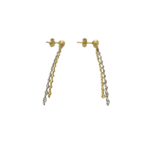 Add two-tone elegance and fluid movement to your collection with these pre-owned 9ct yellow and white gold dangle drop stud earrings—perfect for subtle sophistication with a modern twist.

Design: Each earring features a sleek dangle drop design combining yellow and white gold elements for a graceful contrast and contemporary look.
Material: Made from 9-carat yellow and white gold, the polished finishes enhance the interplay of tones with a refined, radiant shine.
