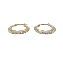 Load image into Gallery viewer, Add contrast and classic texture to your collection with these pre-owned 9ct yellow and white gold patterned hoop creole earrings—perfect for everyday elegance with a touch of detail.

Design: Each earring features a traditional hoop creole shape with a two-tone finish and intricate patterning for added visual interest.
Material: Made from 9-carat yellow and white gold, the polished and textured surfaces highlight the contrast between the warm and cool tones.


