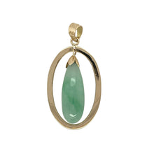 Load image into Gallery viewer, 14ct Gold &amp; Jade Set Oval Pendant
