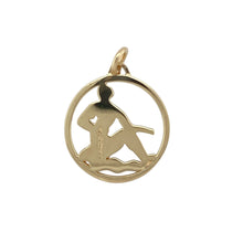 Load image into Gallery viewer, Add zodiac symbolism and classic shine to your collection with this pre-owned 9ct yellow gold Aquarius pendant—perfect for personal style with celestial meaning.

Design: The round pendant features a detailed depiction of the Water Bearer, the symbol of Aquarius, framed in a polished gold border for a clean and timeless look.
Material: Made from 9-carat yellow gold, the smooth finish enhances the intricate design with a warm, radiant glow.

