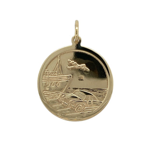 Carry a symbol of protection and safe travels with this pre-owned 9ct yellow gold round double-sided St Christopher pendant—ideal for daily wear or as a meaningful gift.

Design: This round pendant features St Christopher on one side and a detailed design on the reverse, offering two beautifully crafted looks in one piece.
Material: Made from 9-carat yellow gold, the polished finish highlights the intricate relief work and rich golden tone.
