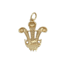 Load image into Gallery viewer, Show your pride and heritage with this pre-owned 9ct yellow gold Welsh three feather pendant—an iconic symbol with timeless appeal.

Design: This pendant features the traditional three feather emblem of the Prince of Wales, finely detailed for a bold yet elegant look.
Material: Made from 9-carat yellow gold, the polished finish enhances the intricate design and rich golden tone.

