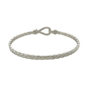 Bring bold shine and symbolic elegance to your jewellery collection with this new solid 925 silver and cubic zirconia horseshoe bangle—a timeless piece that blends luck, sparkle, and polished style.

Design: The 11mm high front features a classic horseshoe motif adorned with shimmering cubic zirconia stones, symbolising good fortune and adding eye-catching brilliance.
Material: Made from solid 925 sterling silver, the high-polish finish enhances the smooth shine and sparkle of the stones.

