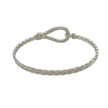 Load image into Gallery viewer, Bring classic symbolism and refined sparkle to your jewellery collection with this new solid 925 silver and cubic zirconia horseshoe bangle—a striking piece that combines timeless design with a touch of luck and brilliance.

Design: The 17mm high front features a bold horseshoe motif set with cubic zirconia stones, offering a radiant symbol of good fortune and graceful style.


