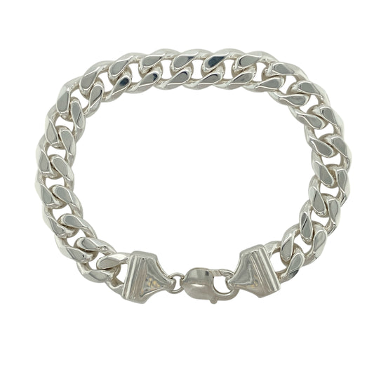 New 925 Silver 8.5" Hollow Curb Bracelet