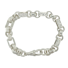 Load image into Gallery viewer, New 925 Silver 8.5&quot; Patterned Engraved Gypsy Style Bracelet
