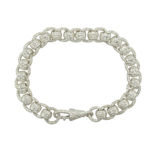New 925 Silver 9" Patterned Engraved Rollerball Bracelet