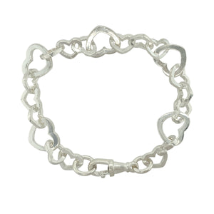 New 925 Silver 8" Heart Link Bracelet