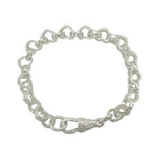 Load image into Gallery viewer, New 925 Silver 7.5&quot; Patterned Open Heart Link Bracelet
