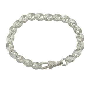 New 925 Silver 8" Patterned Acorn Link Bracelet