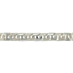 New 925 Silver 8" Patterned Bali Link Bracelet