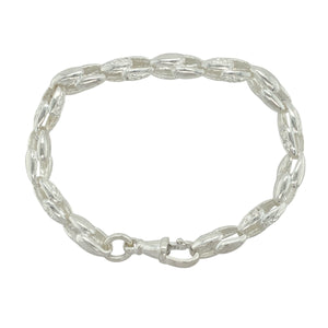 New 925 Silver 8" Patterned Tulip Link Bracelet