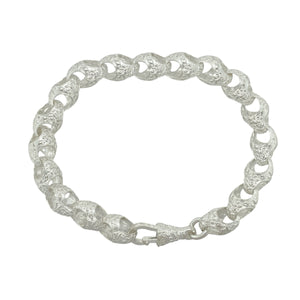 New 925 Silver 9" Patterned Acorn Link Bracelet