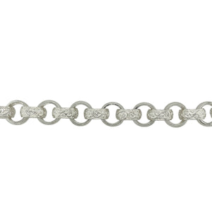 New 925 Silver 9.5" Patterned Engraved Belcher Bracelet