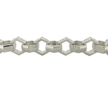 Load image into Gallery viewer, New 925 Silver 9.5&quot; Patterned Hexagon Link Bracelet
