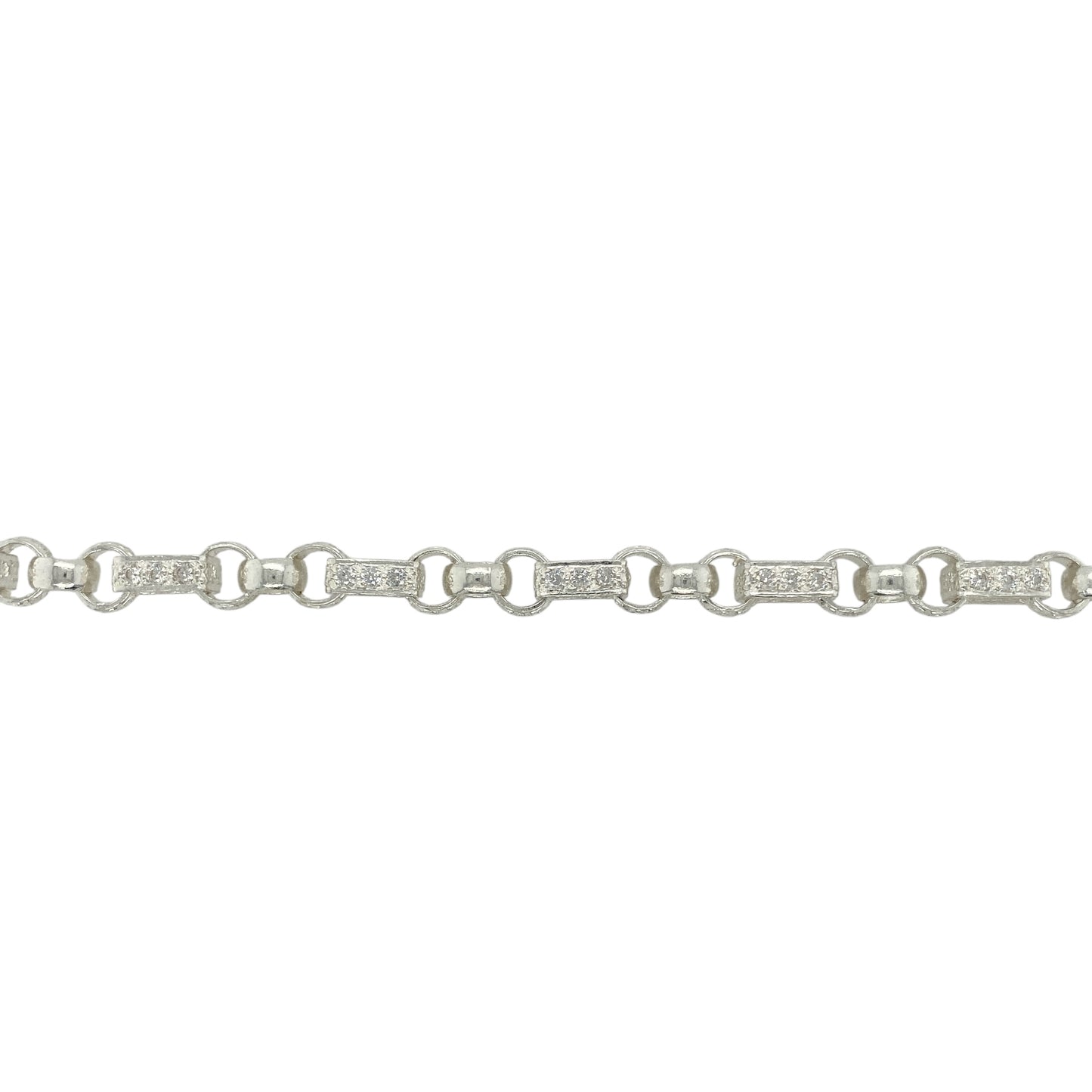 New 925 Silver & Cubic Zirconia Set 7.5" Gypsy Style Bracelet