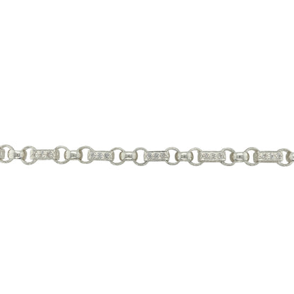 New 925 Silver & Cubic Zirconia Set 7.5" Gypsy Style Bracelet