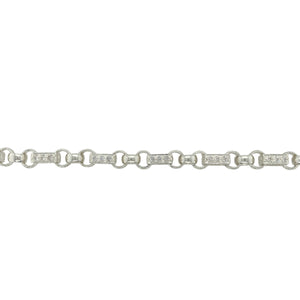 New 925 Silver & Cubic Zirconia Set 7.5" Gypsy Style Bracelet