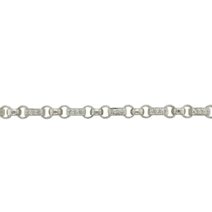 New 925 Silver & Cubic Zirconia Set 8" Gypsy Style Bracelet