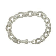 Load image into Gallery viewer, New 925 Silver &amp; Cubic Zirconia Set 8&quot; Patterned Belcher Bracelet
