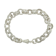 Load image into Gallery viewer, New 925 Silver &amp; Cubic Zirconia Set 9&quot; Patterned Belcher Bracelet
