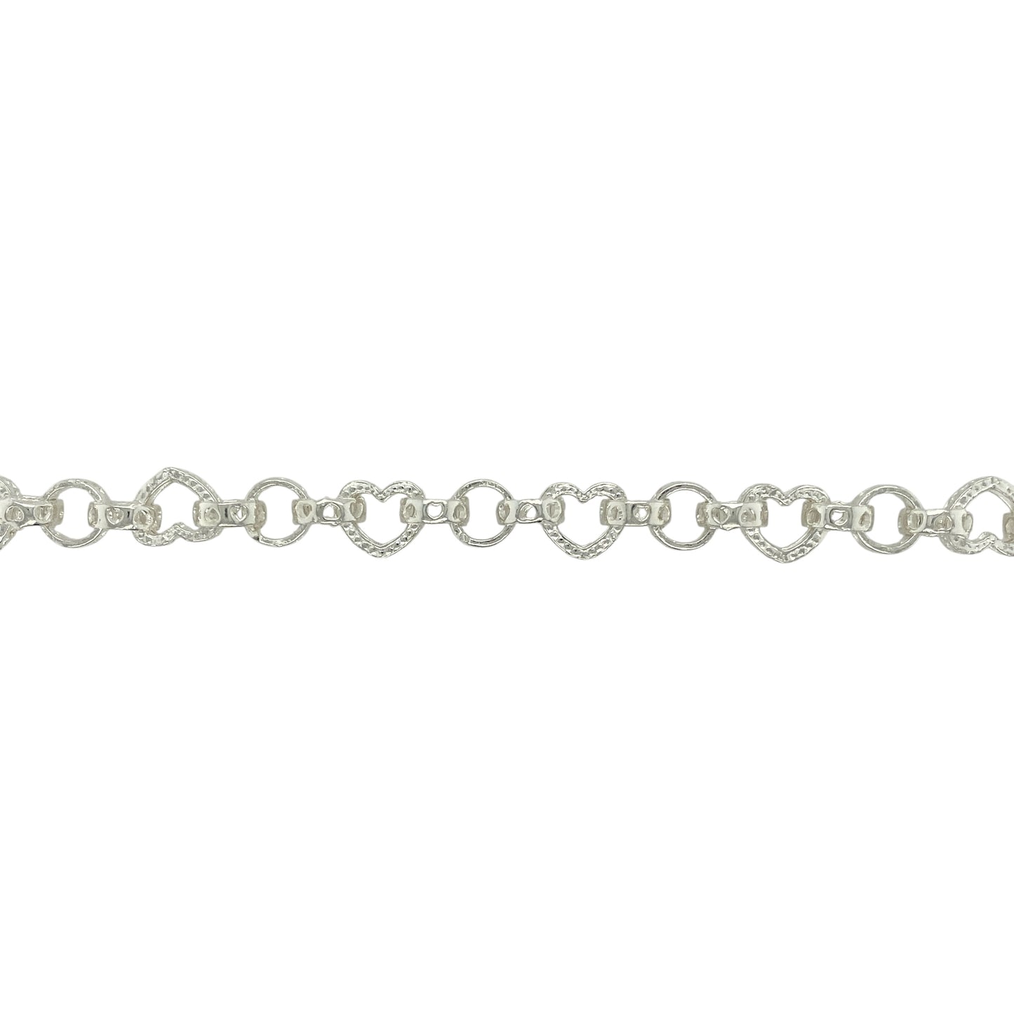 New 925 Silver 22" Patterned Heart Link Chain