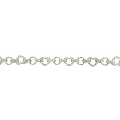 New 925 Silver 22" Patterned Heart Link Chain