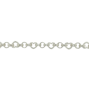New 925 Silver 22" Patterned Heart Link Chain