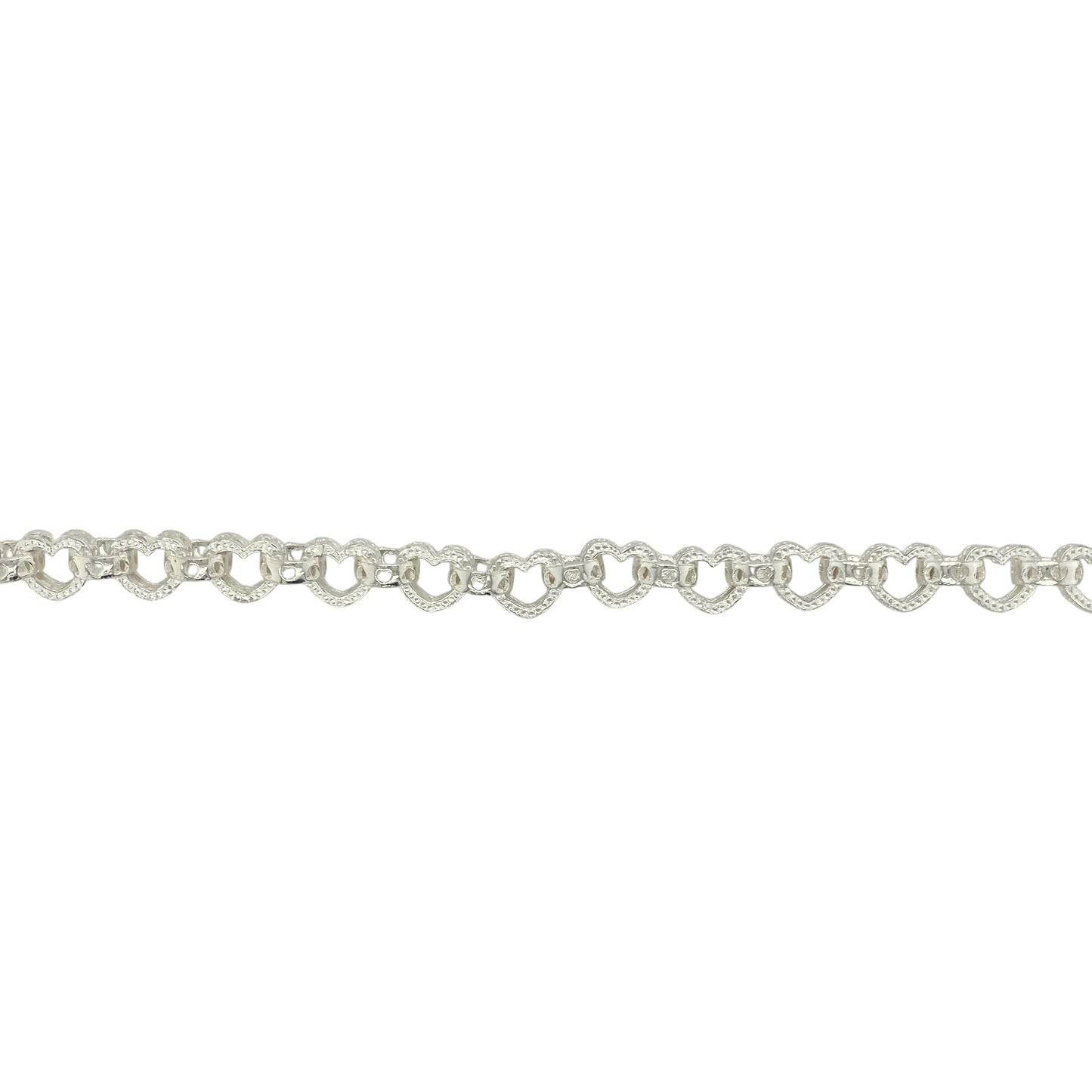New 925 Silver 26.5" Patterned Heart Link Chain