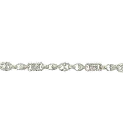 New 925 Silver 24" Patterned Star and Bar Chain