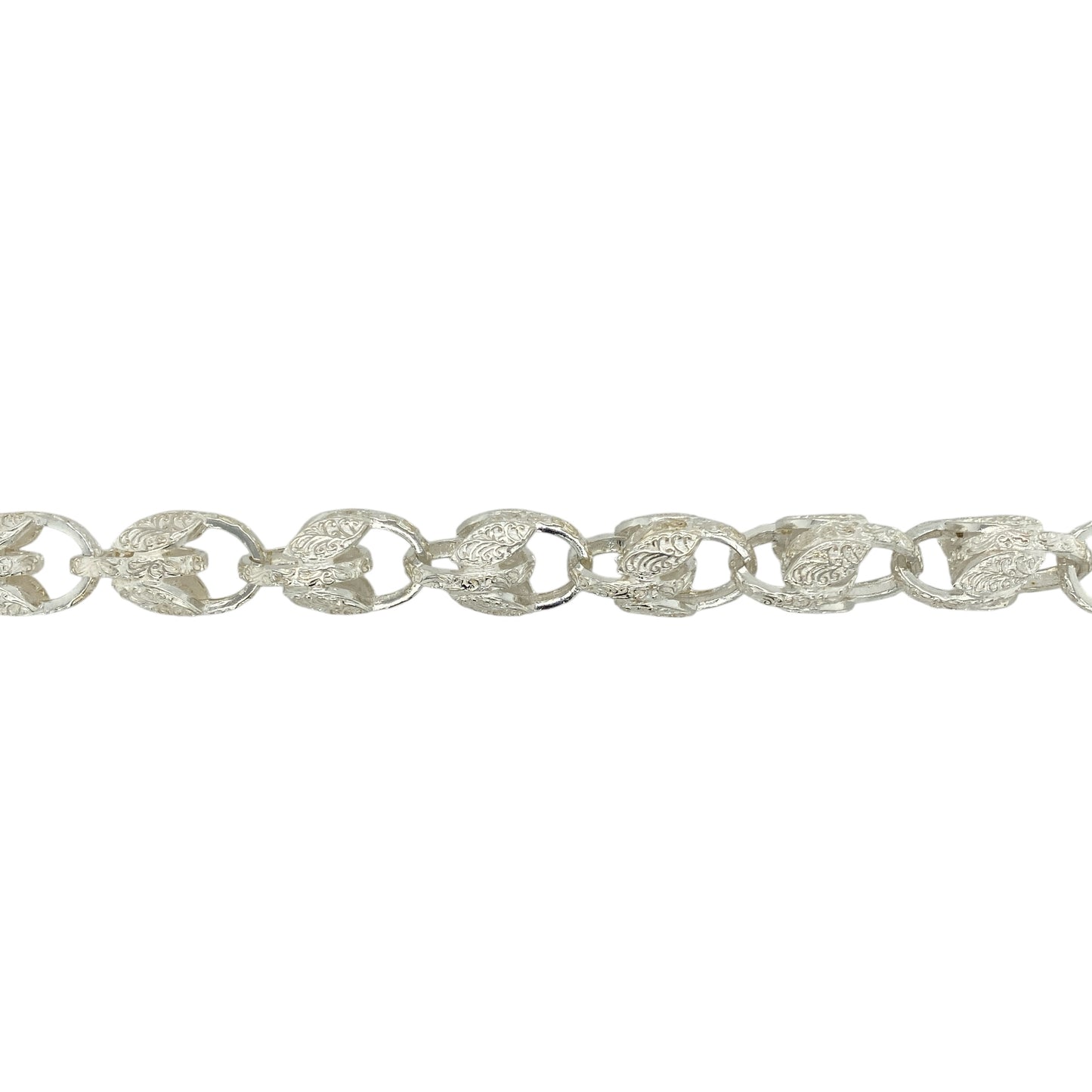 New 925 Silver 24.5" Patterned Tulip Chain