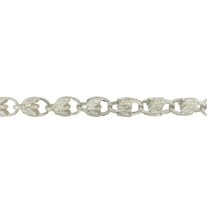 New 925 Silver 24.5" Patterned Tulip Chain