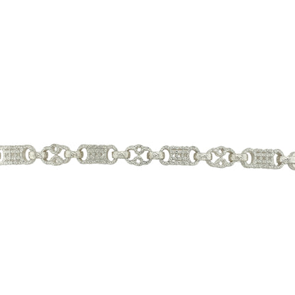 New 925 Silver 24" Patterned Star and Bar Chain