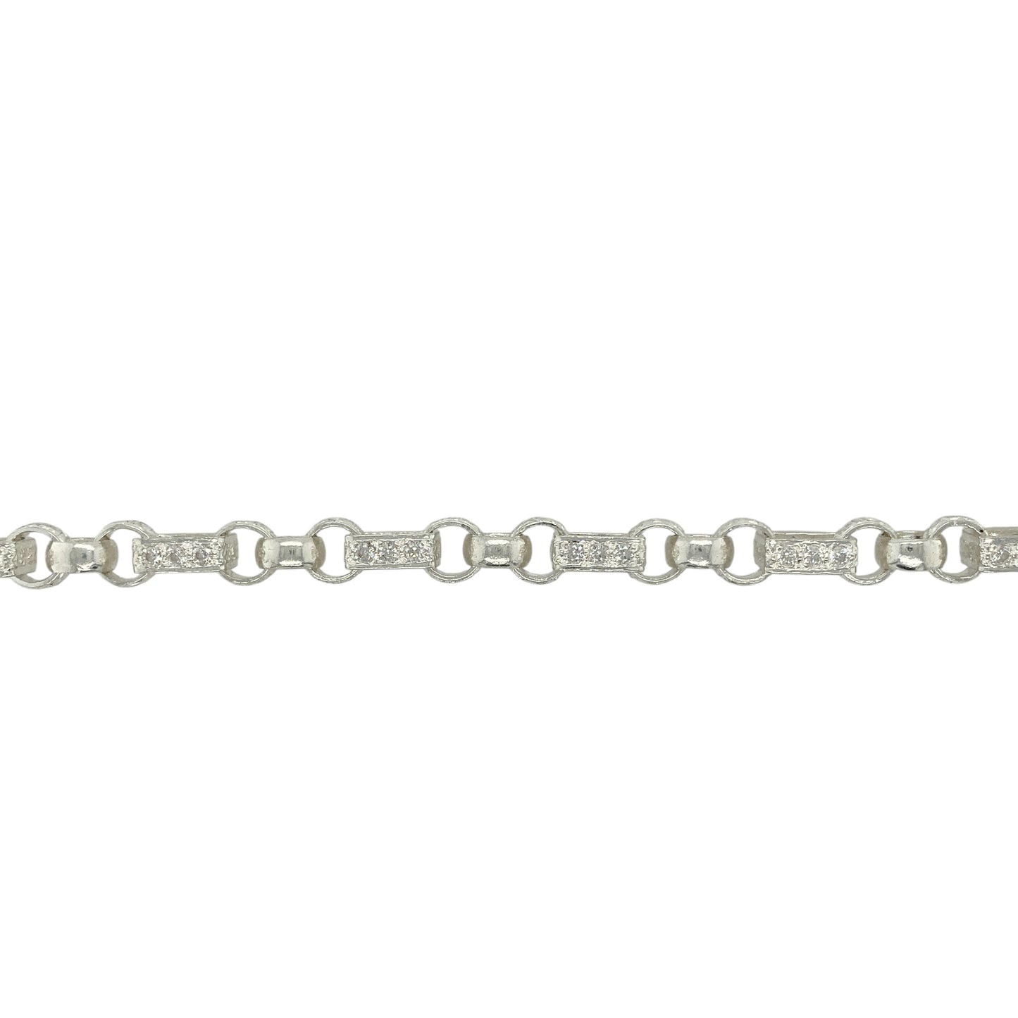 New 925 Silver & Cubic Zirconia Set 27" Patterned Gypsy Style Link Chain