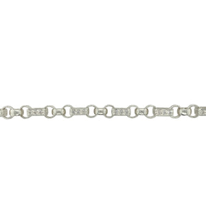 New 925 Silver & Cubic Zirconia Set 27" Patterned Gypsy Style Link Chain