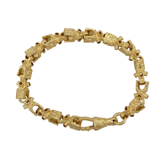 New Solid 925 Silver Heavily 9ct Gold Plated 8" Lego Link Bracelet