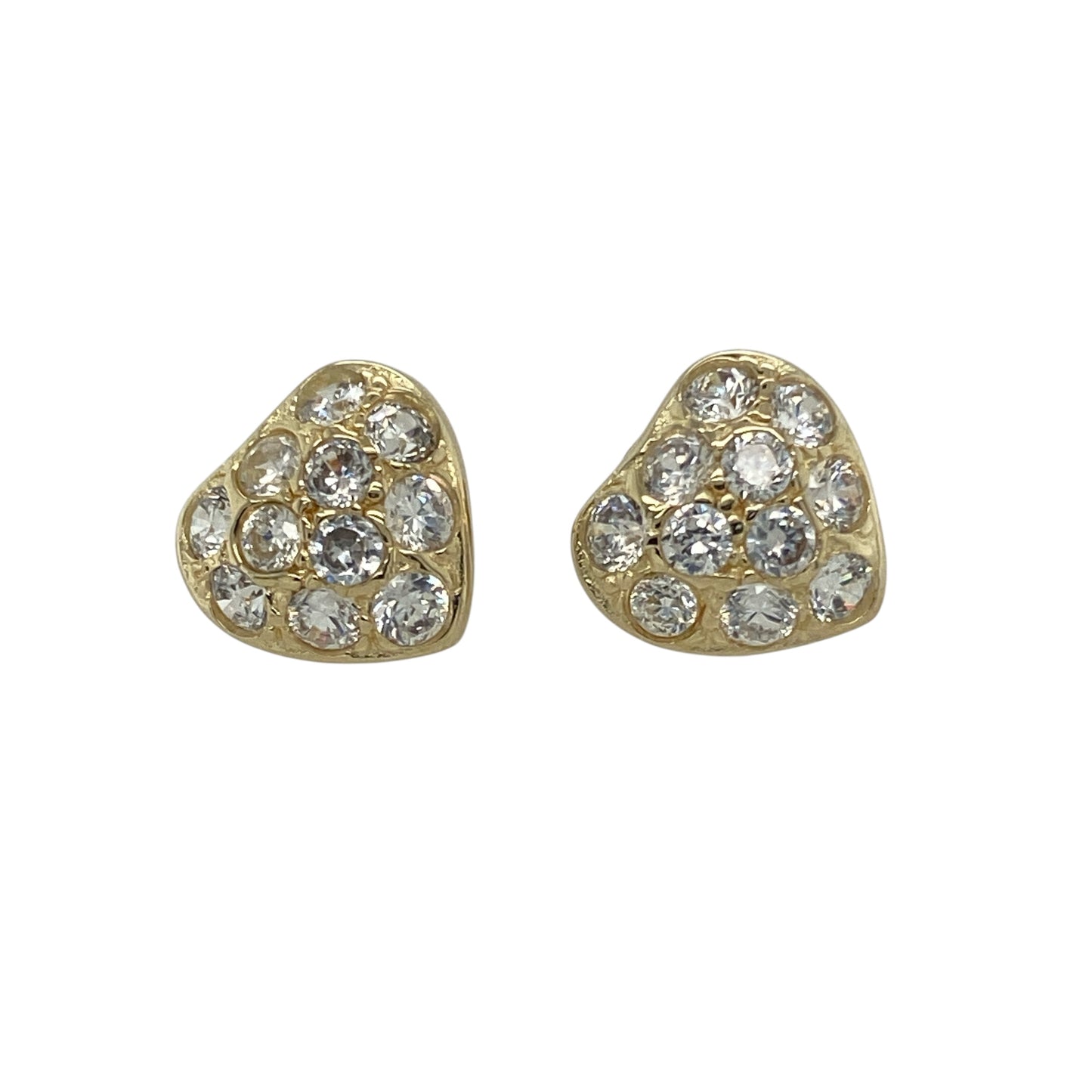 Bring romantic sparkle and everyday charm to your collection with these pre-owned 9ct yellow gold and cubic zirconia heart stud earrings—sweetly styled with timeless shine.

Design: Each earring features a heart-shaped design accented with sparkling cubic zirconia, creating a delicate and eye-catching finish.
Material: Made from 9-carat yellow gold, the polished setting adds warmth and enhances the brilliance of the stones.
