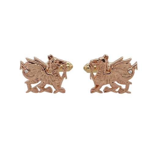 9ct Gold & Diamond Set Clogau Welsh Dragon Cufflinks