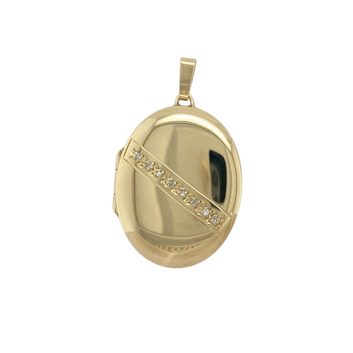 9ct Gold & Diamond Set Oval Locket
