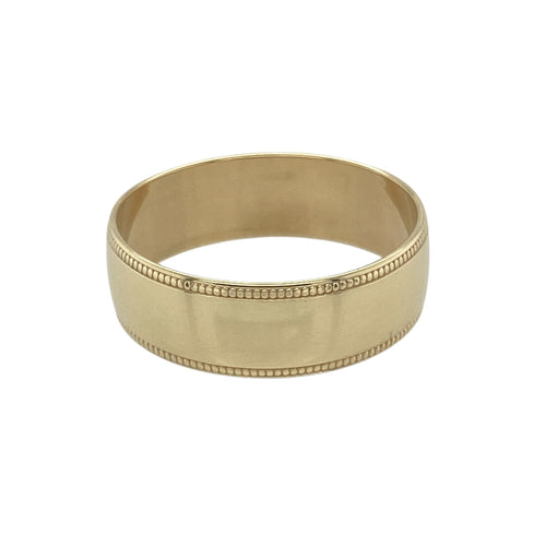9ct Gold 6mm Milgrain Edge Wedding Band Ring