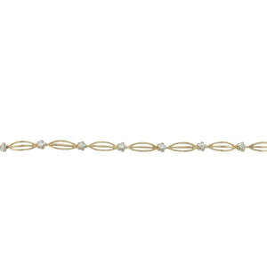 9ct Gold & Cubic Zirconia Set Flower 7.5" Bracelet