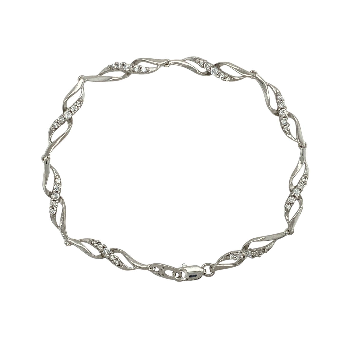 9ct White Gold & Cubic Zirconia Set 7.25" Bracelet