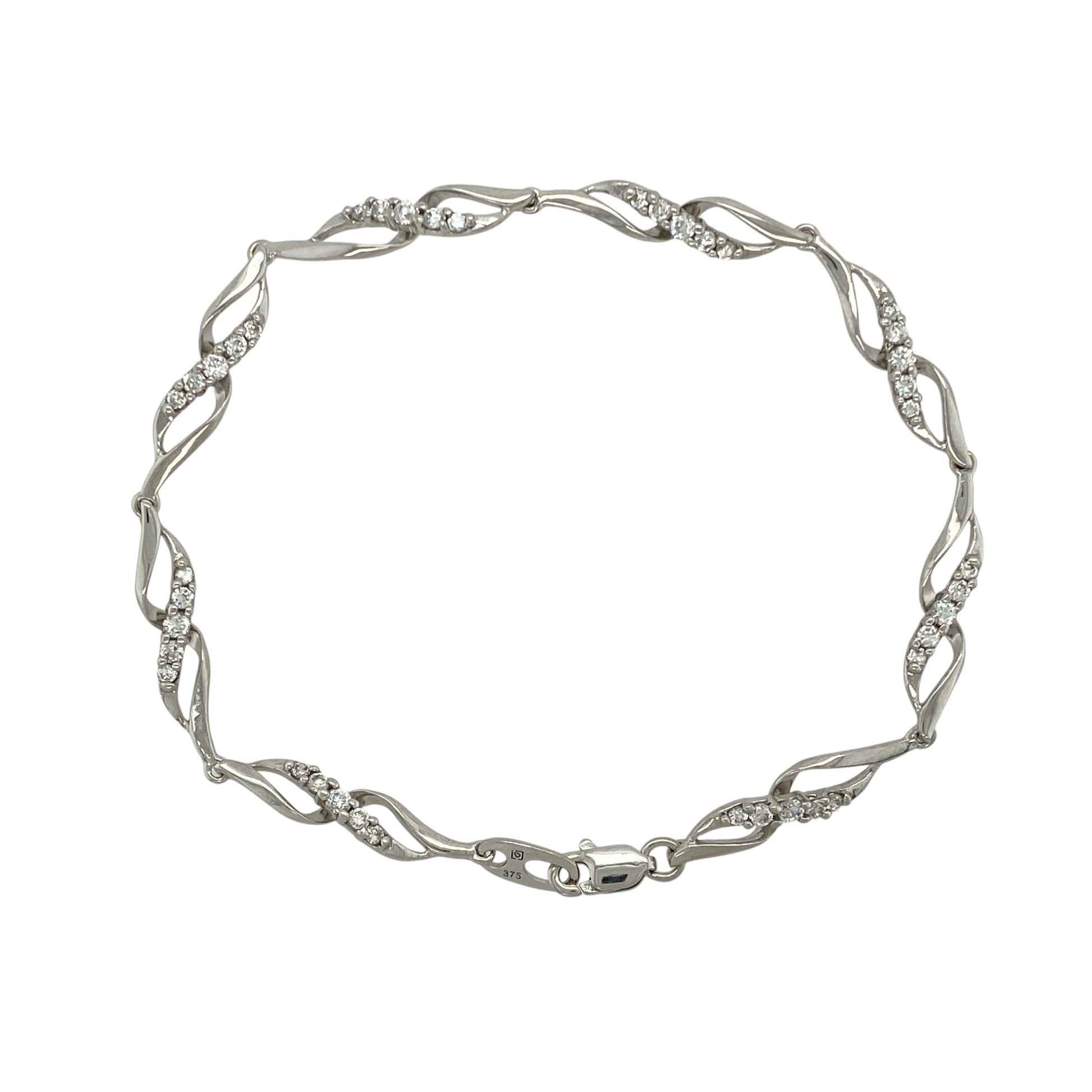 9ct White Gold & Cubic Zirconia Set 7.25" Bracelet