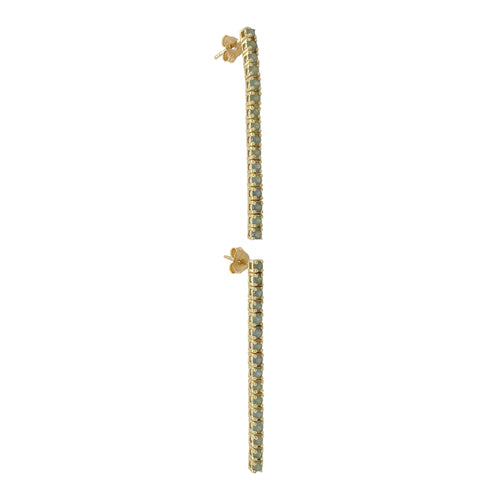 9ct Gold & Green Stone Long Drop Earrings